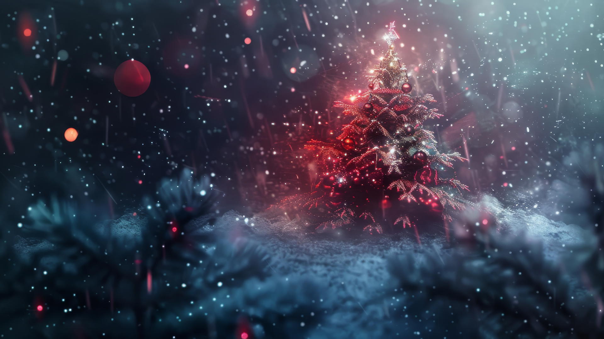 Festive Christmas background in 4K resolution, featuring vibrant colors and holiday elements.