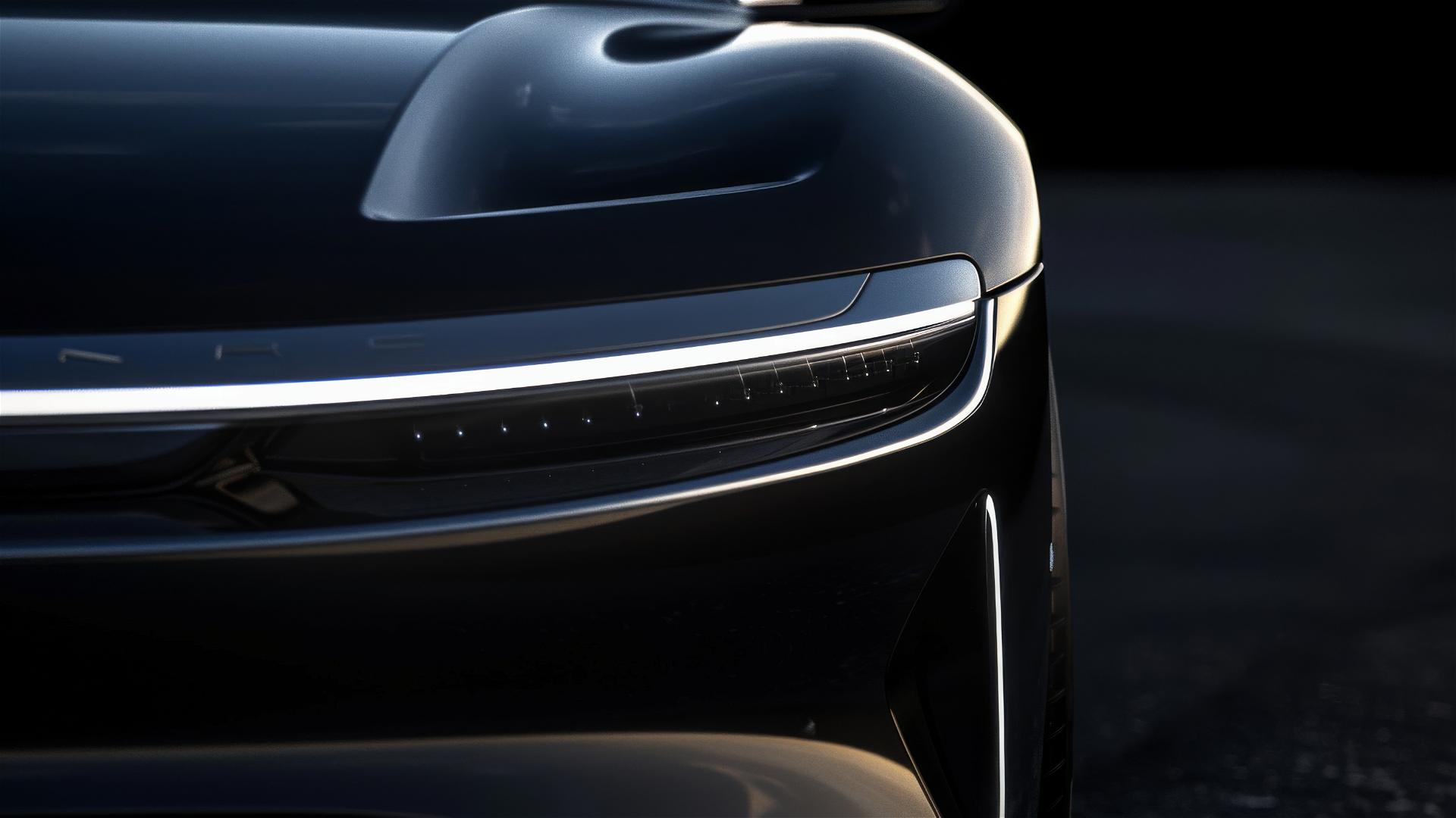 Electric coupe concept car with prominent headlights and shark nose