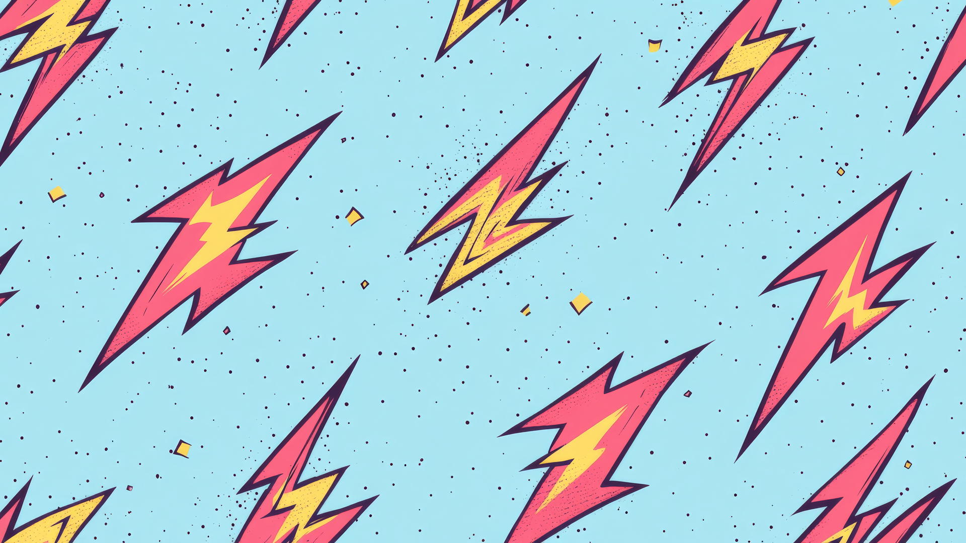 Preppy wallpaper with simple red lightning bolts on pastel blue