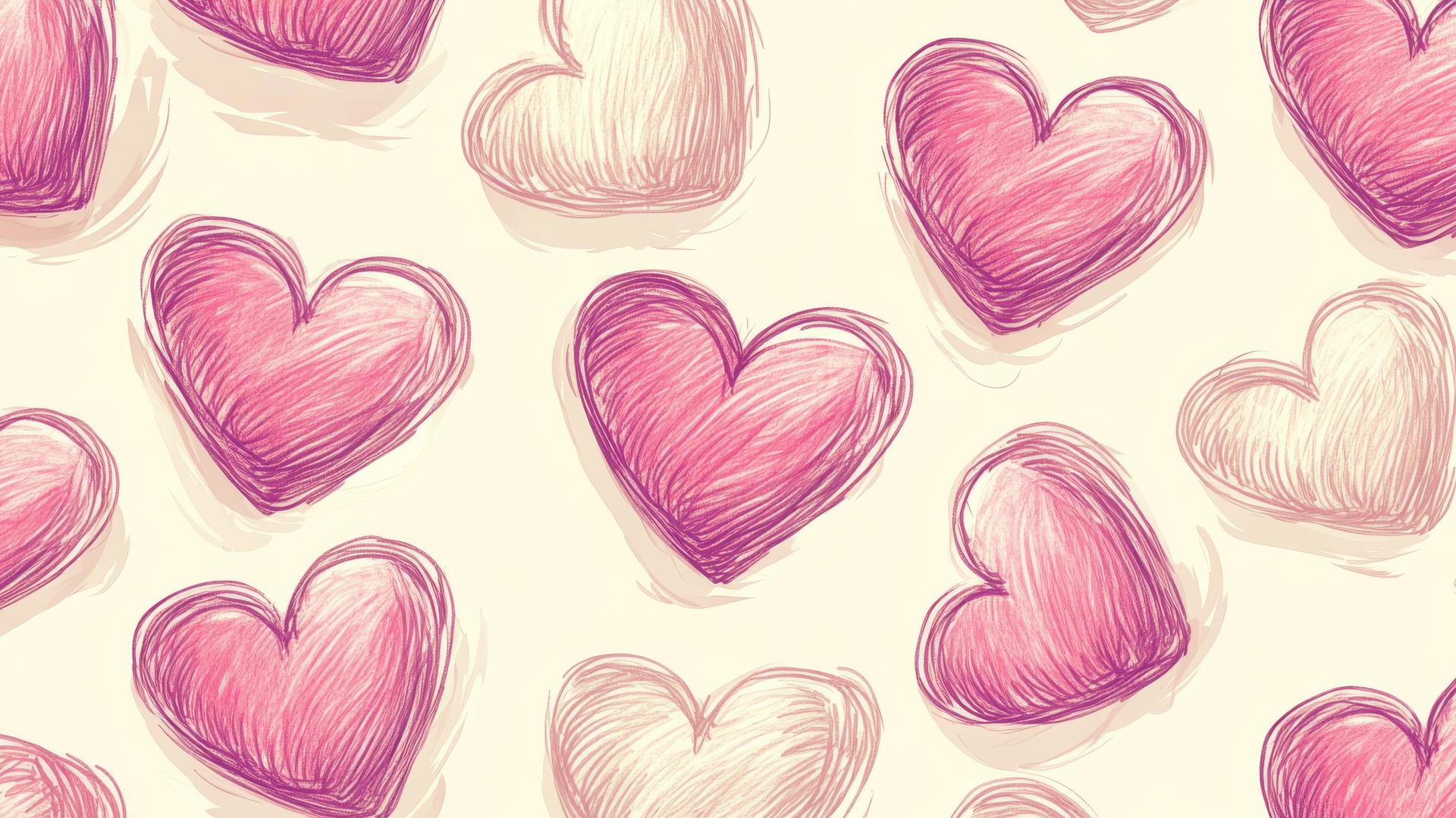 preppy pink wallpaper with pink hearts on cream background