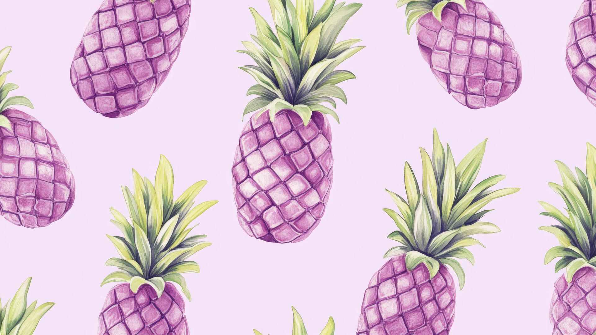 preppy purple wallpaper with pastel purple pineapples and mint green leaves on lavender background