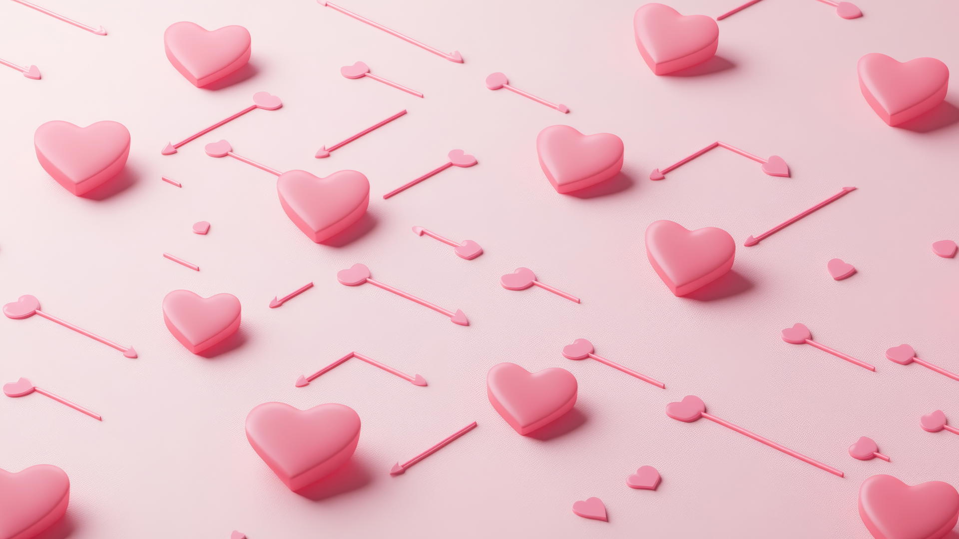 preppy valentines wallpaper with a heart maze and arrows on light pink