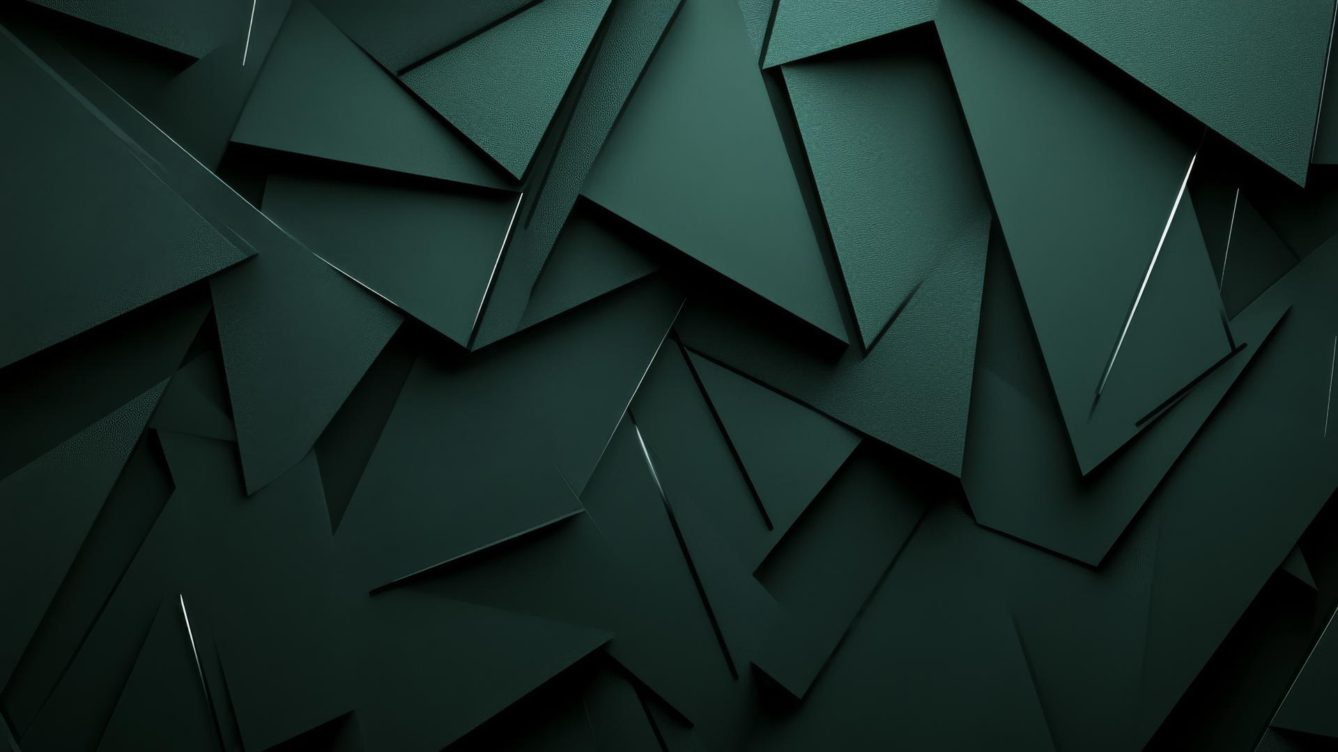 dark green wallpaper with abstract geometric pattern, sharp angles, and subtle highlights