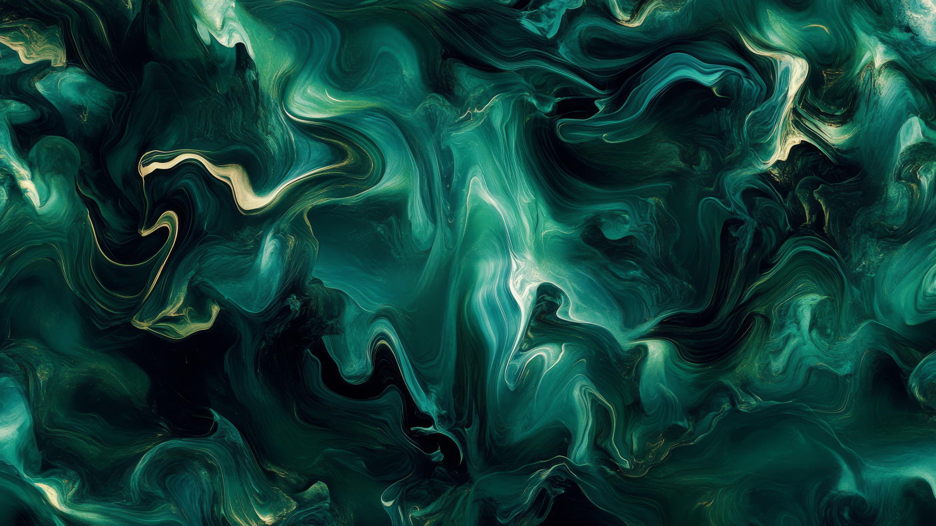 Swirling dark green and black ink marbled effect
