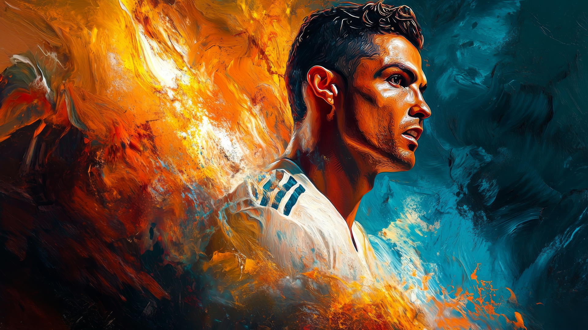 Cristiano Ronaldo wallpaper 4k in classic Renaissance style with intricate details