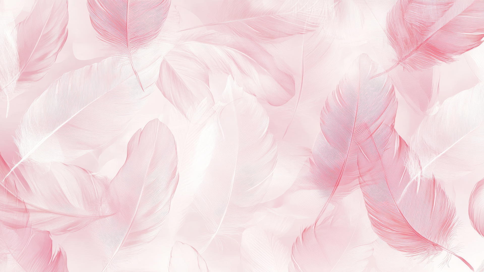 light pink wallpaper with hand-drawn delicate feathers on a pastel background