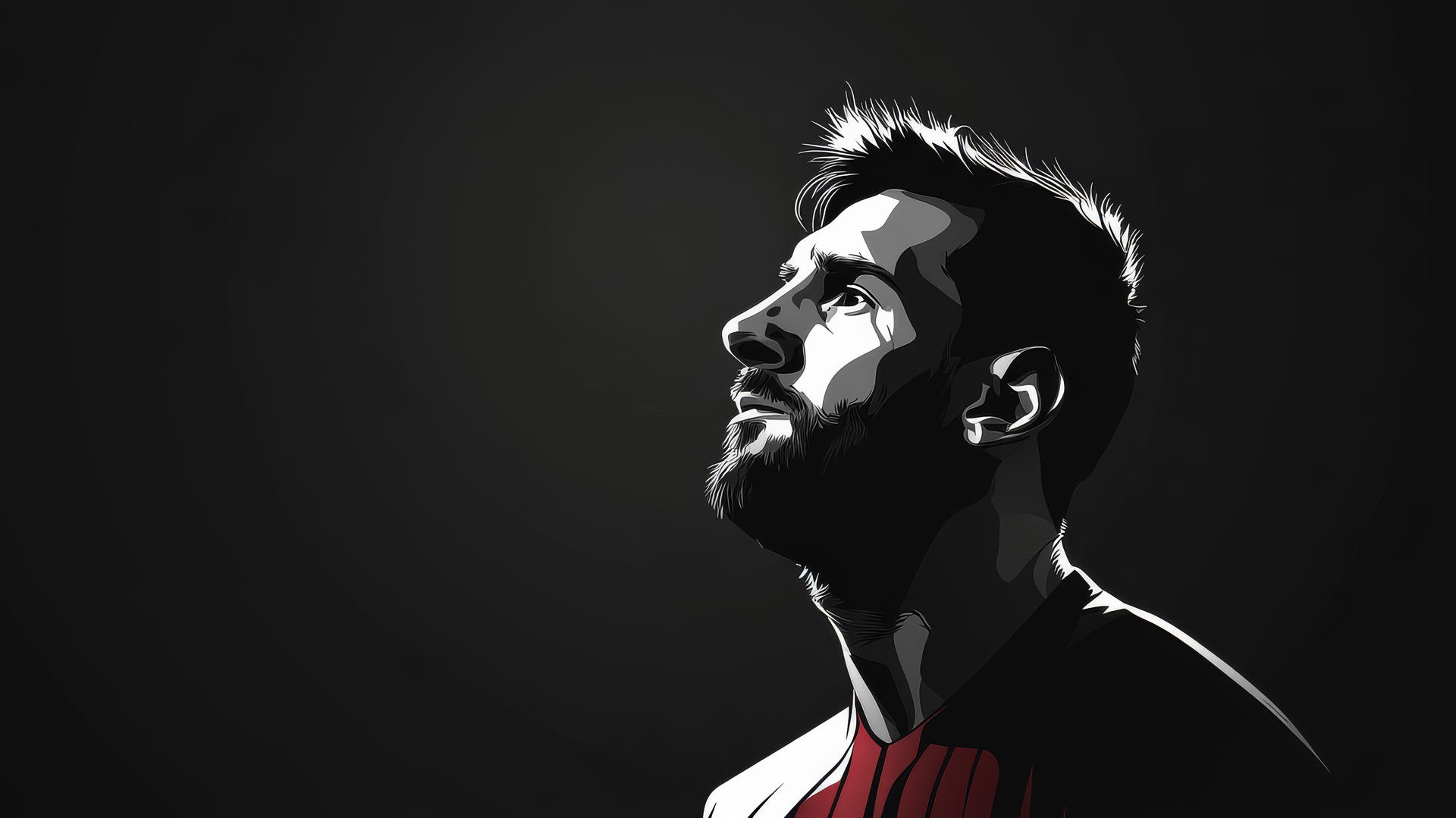 Messi wallpaper 4K, black and white portrait with a single color pop from jersey number