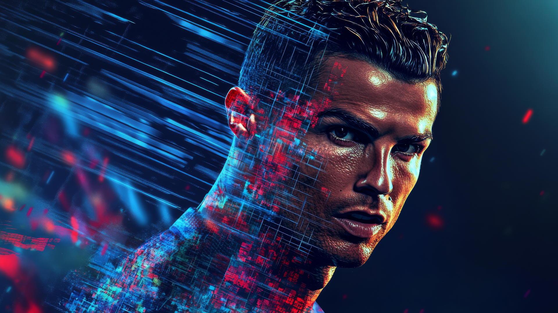 cristiano ronaldo wallpaper 4k, digital avatar in a virtual reality world