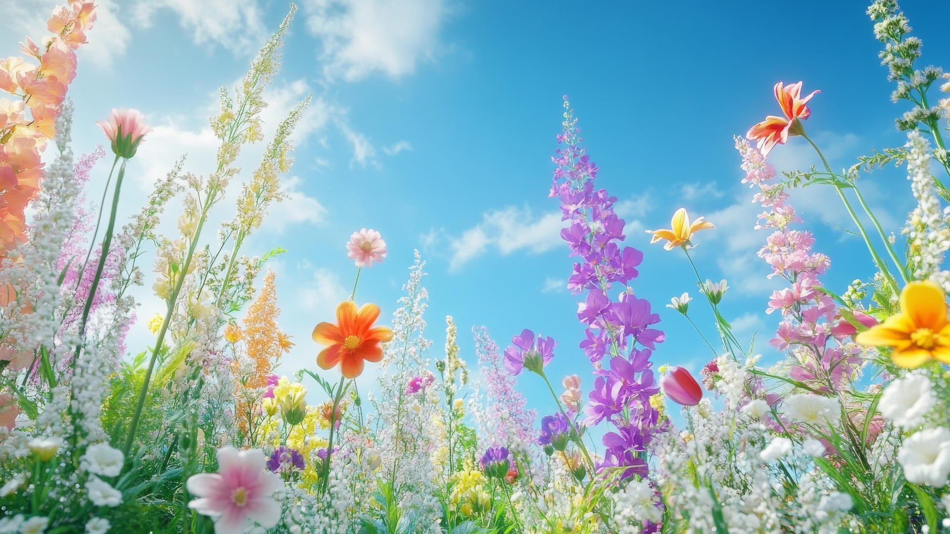 spring flowers wallpaper with colorful garden scene