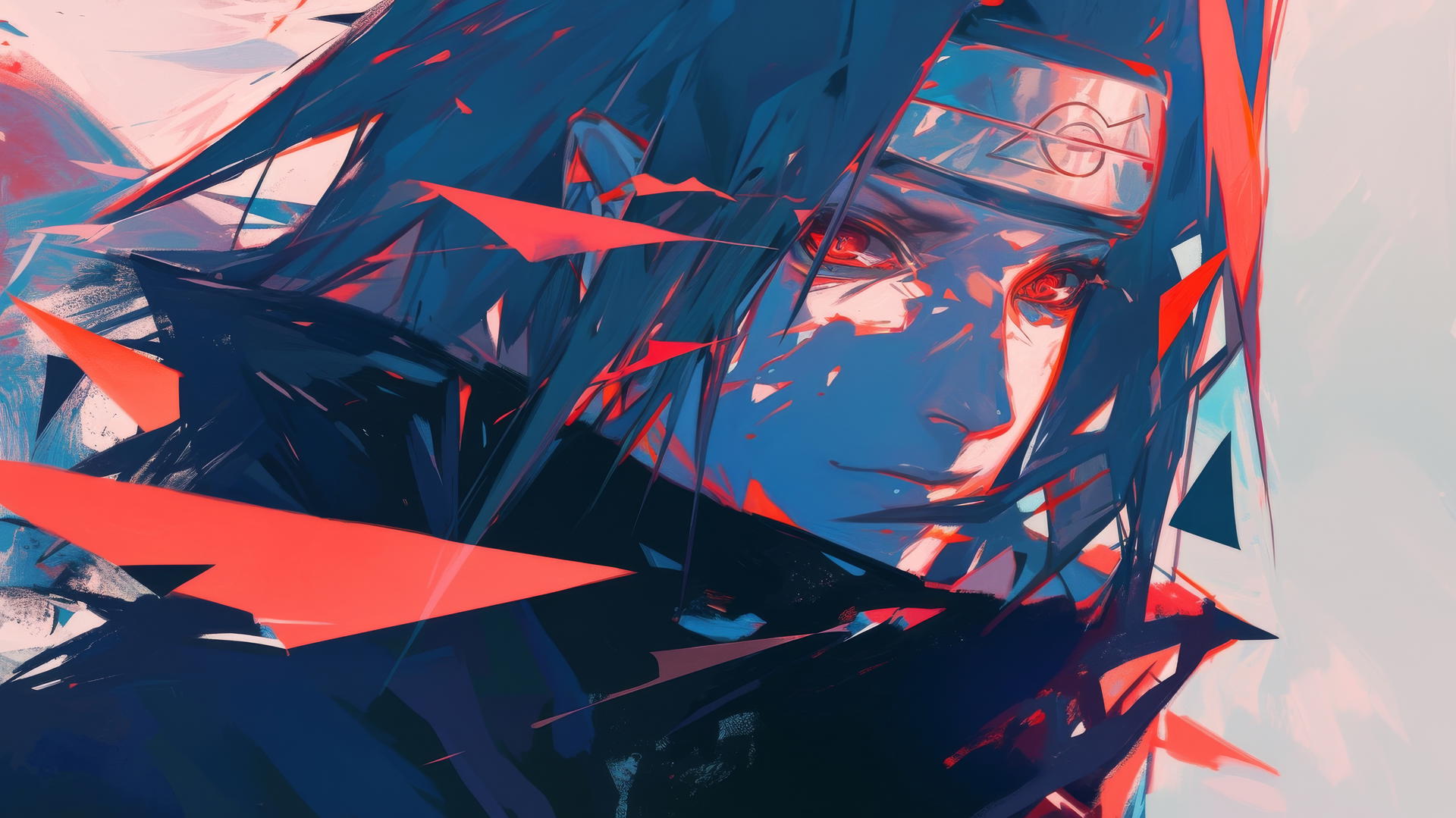 itachi uchiha drawing with geometric shapes and modern art style