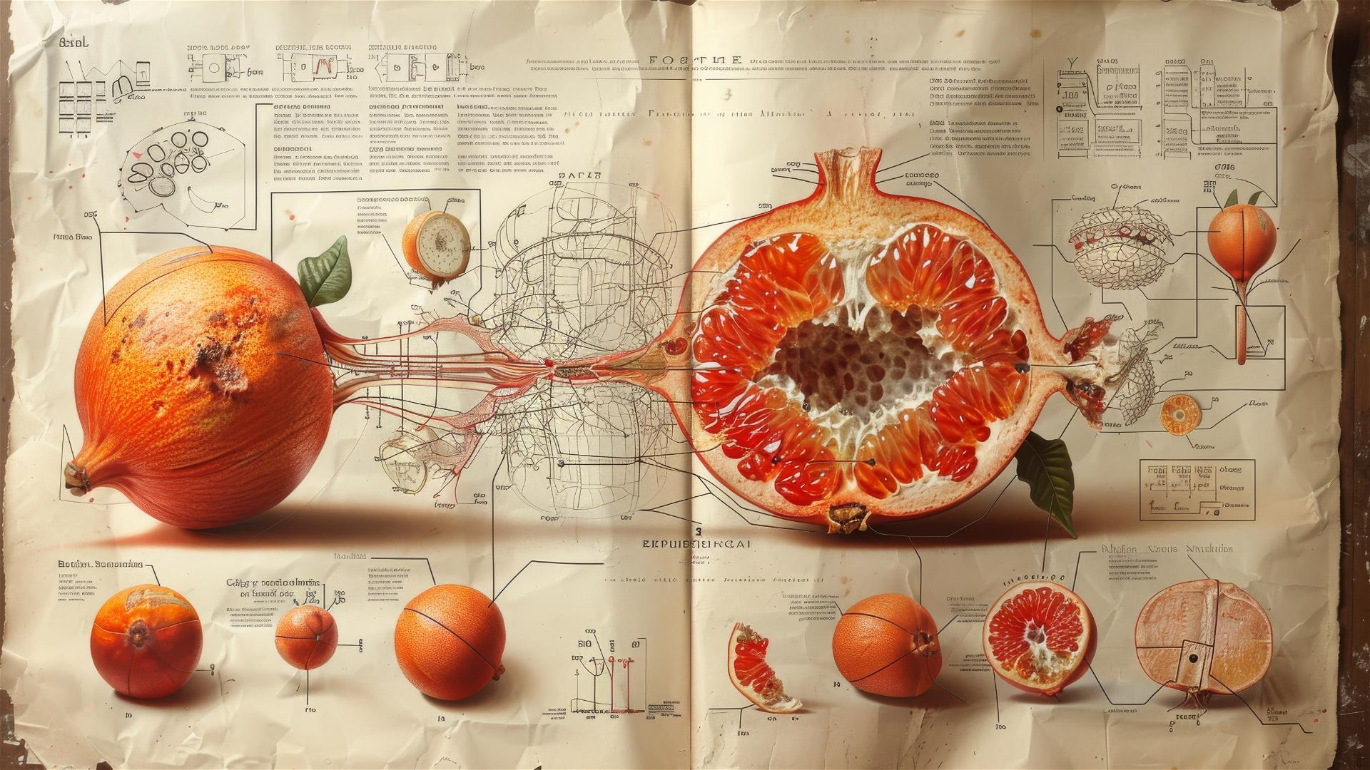 Intricate infographic showcasing the anatomy of an exceptionally strange fruit.