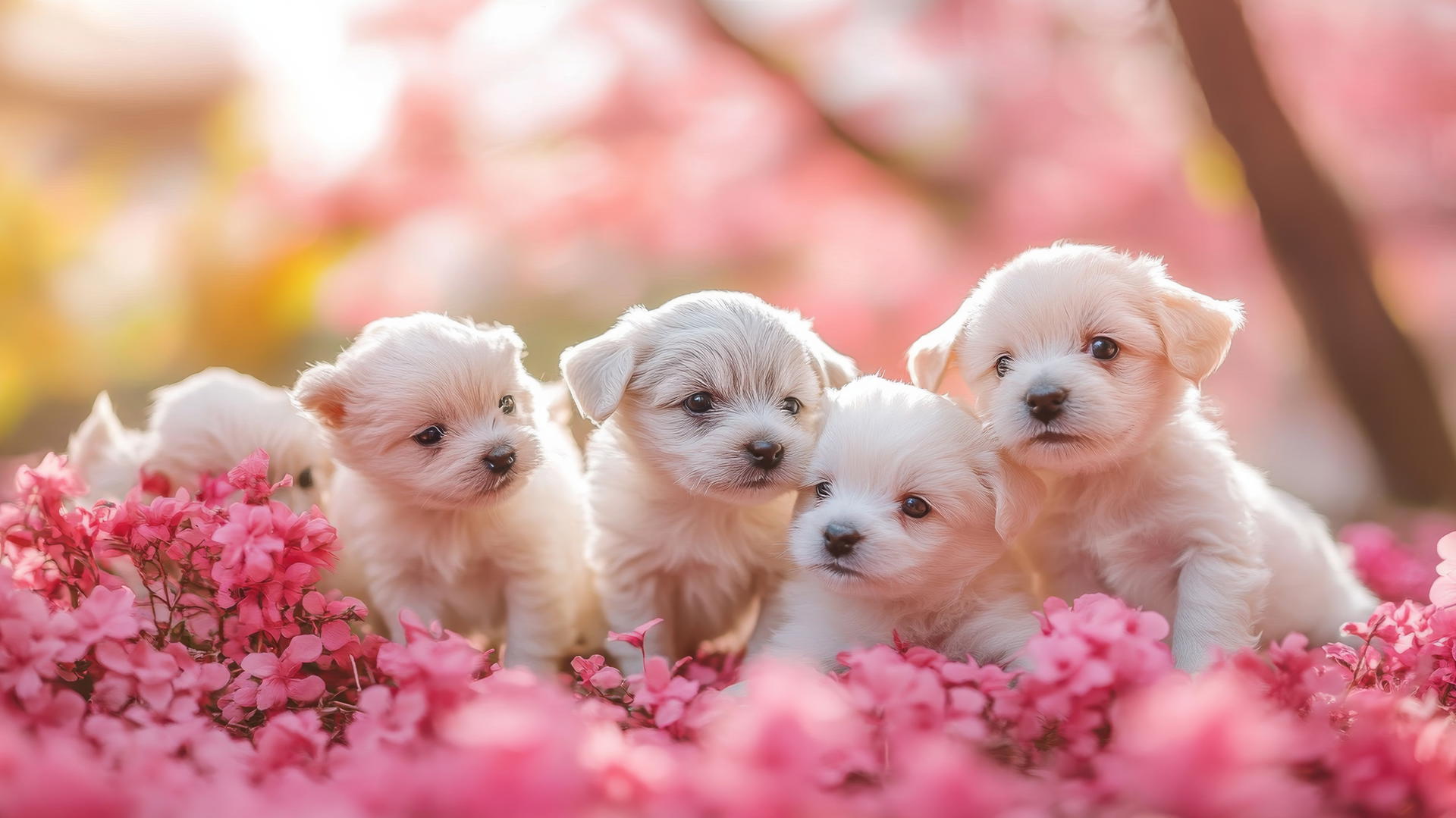 pink cute puppy wallpaper with puppies playing in a park