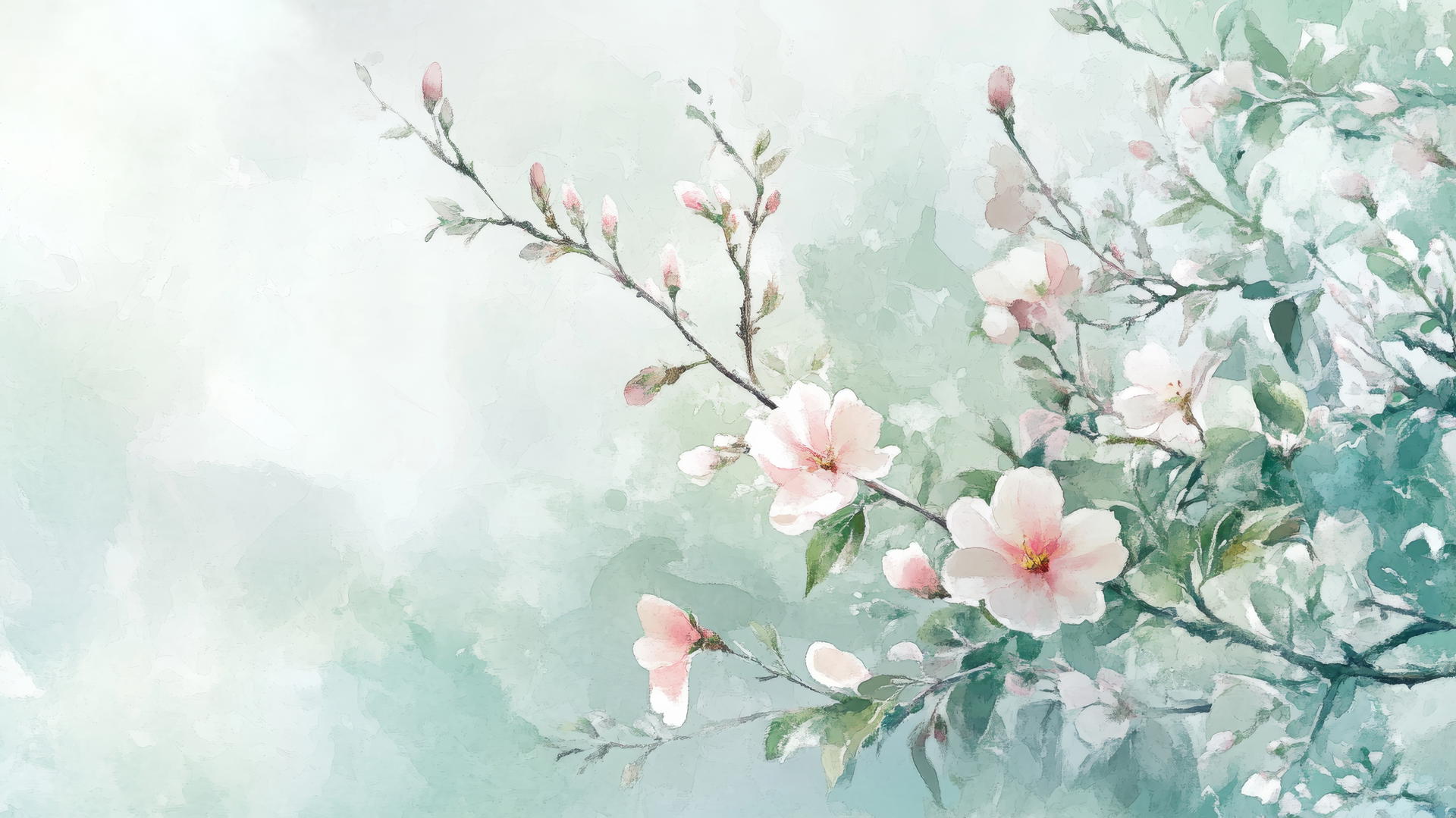 Spring background wallpaper with delicate floral watercolor elements