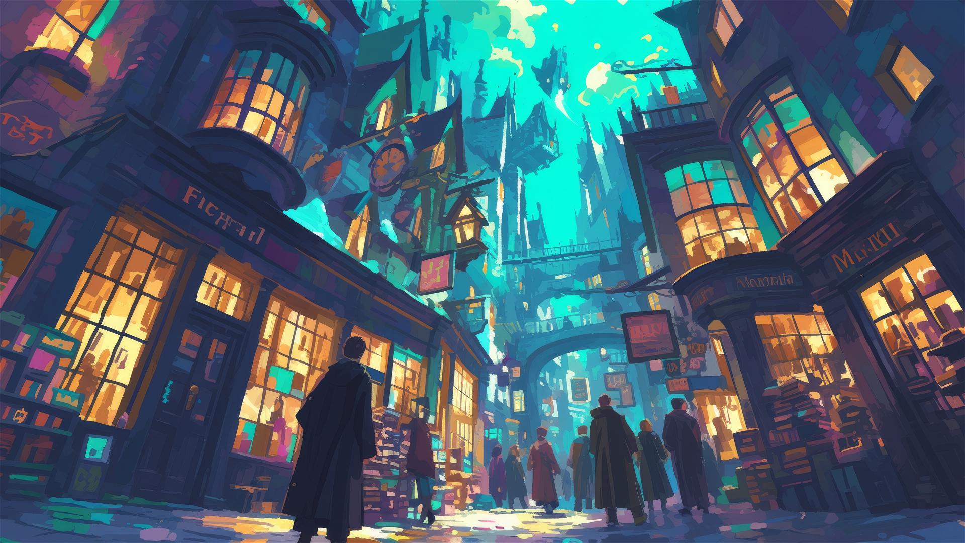 Illustration of Diagon Alley, Harry Potter theme