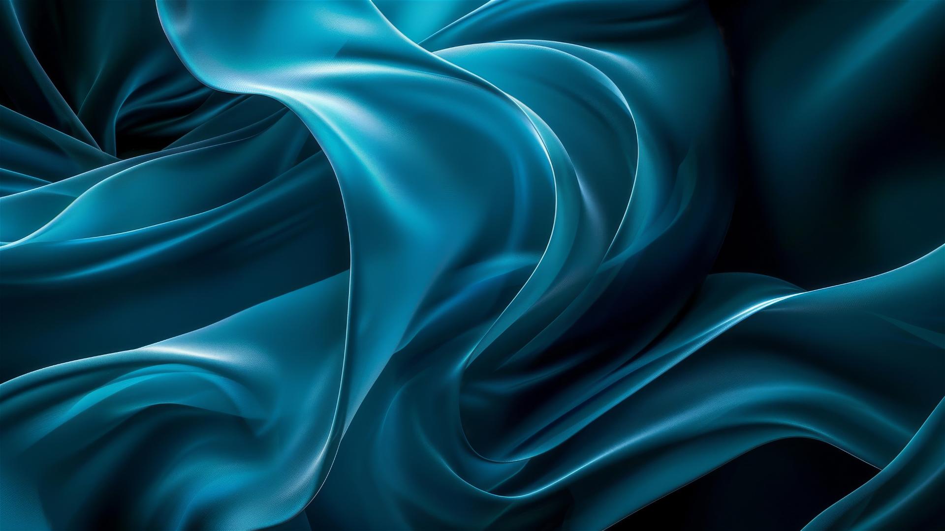 Elegant black and azure flowing shapes on iPhone background