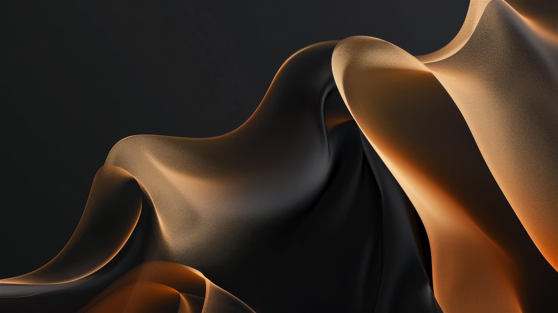 iPhone black and tan flowing shapes, elegant and minimalistic