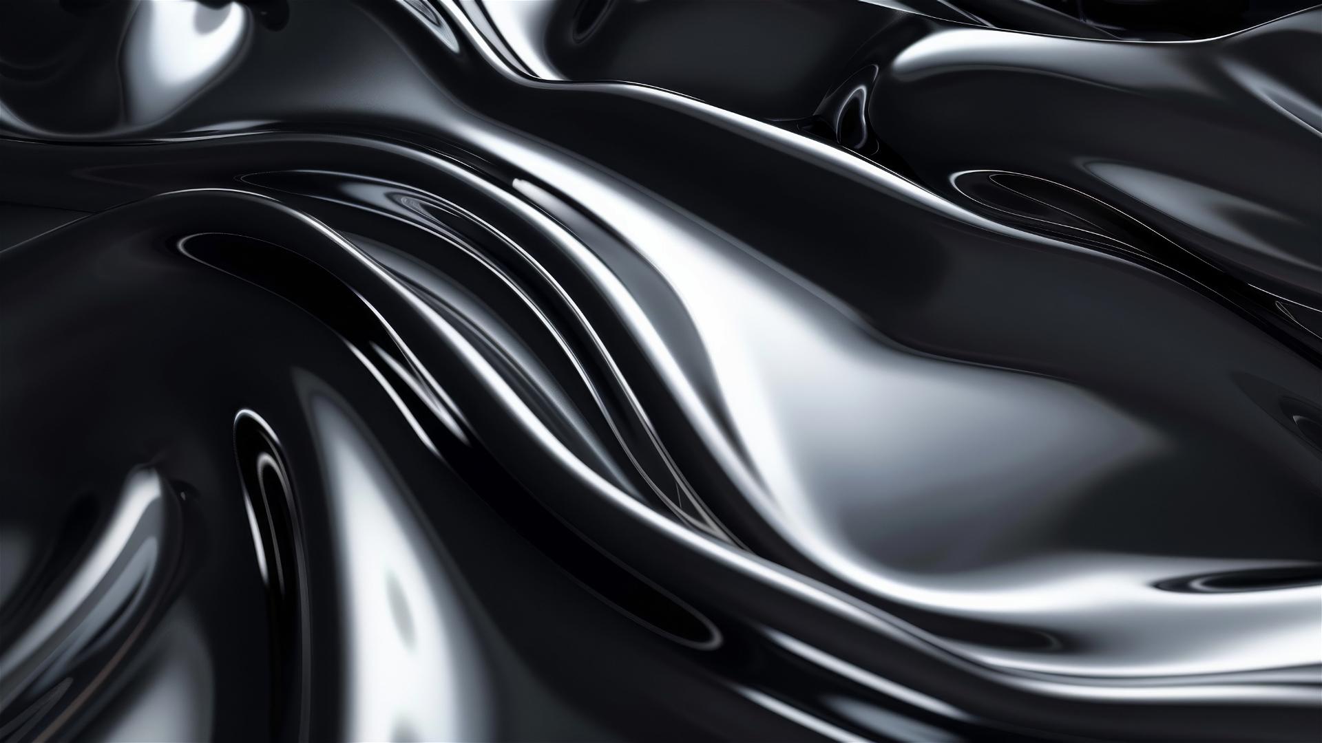 Black and silver flowing shapes on iPhone background