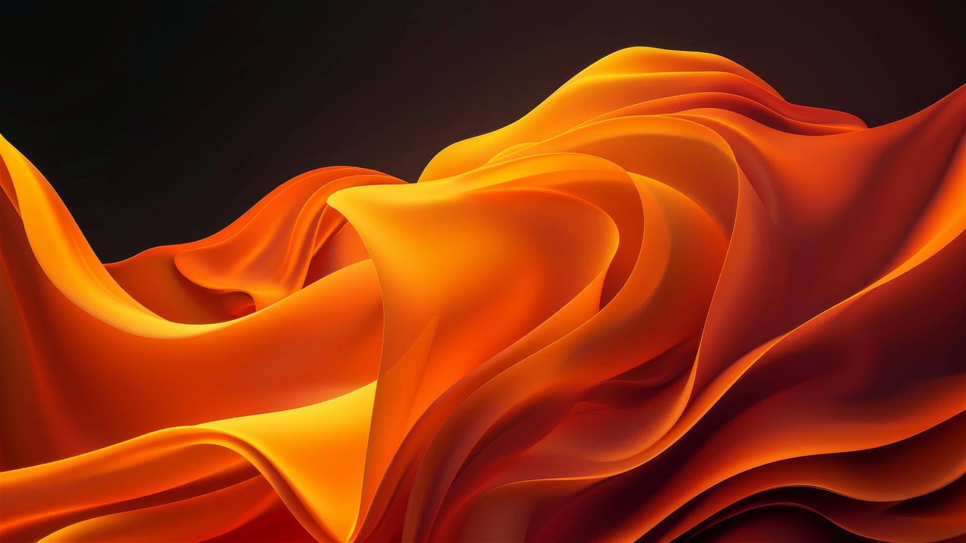 Dark tangerine flowing shapes on iPhone background
