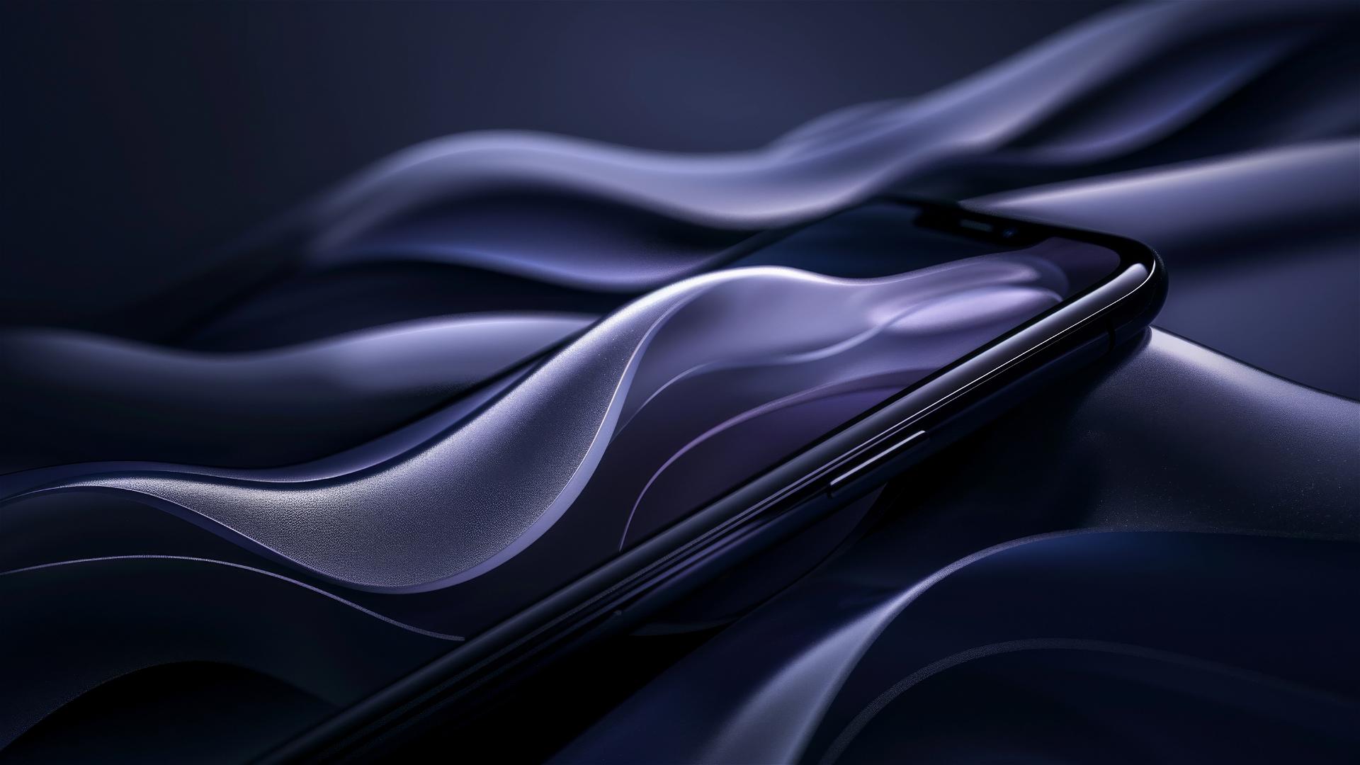 Elegant black sapphire flowing shapes on iPhone