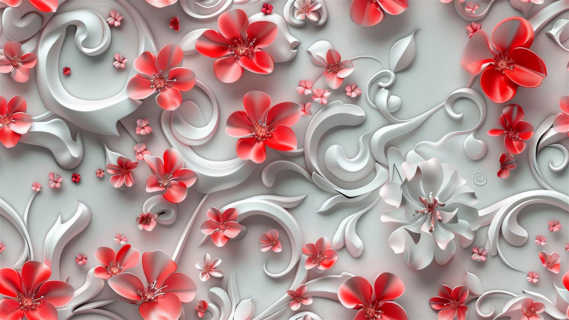 3D floral seamless tile background
