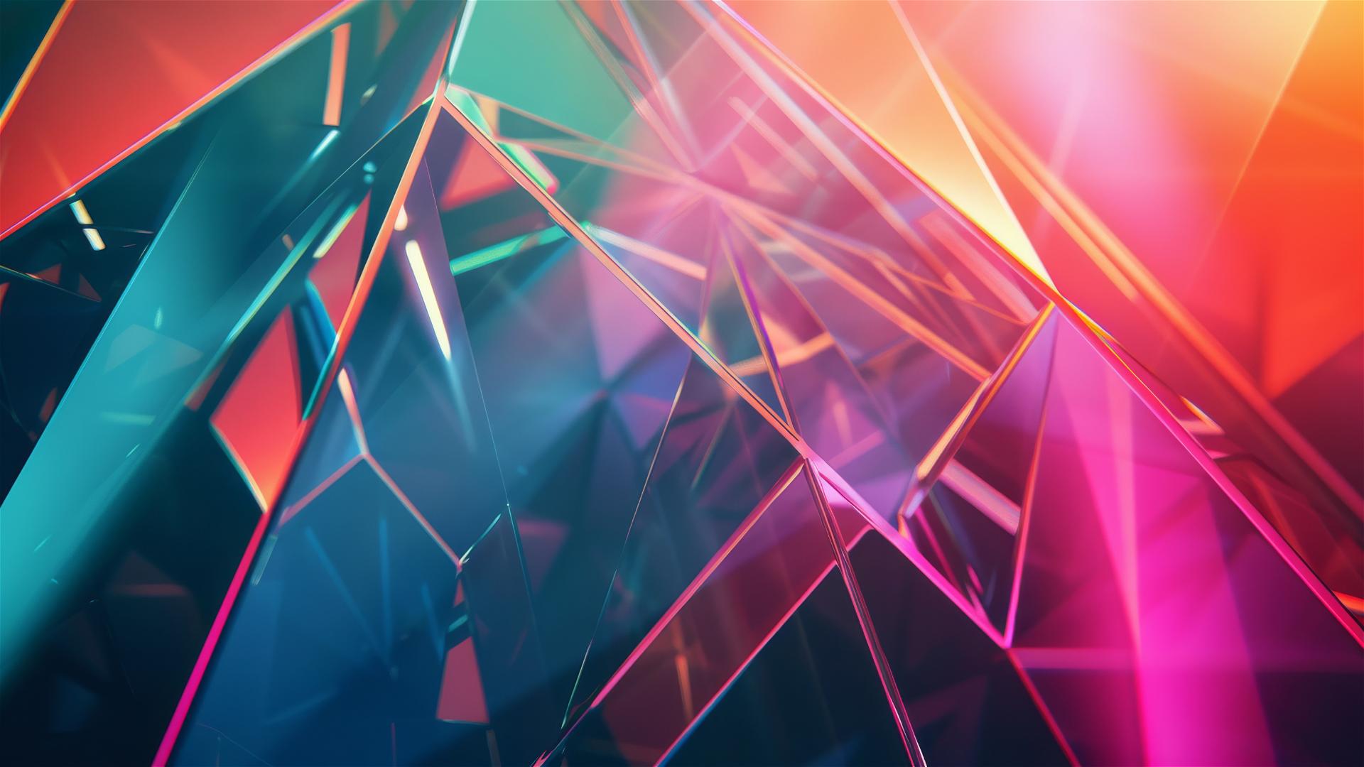 Colorful abstract design with lines and triangles, cinematic lighting in 4K