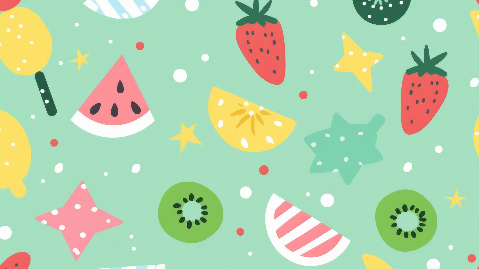 cute small icons on light green background featuring summer theme