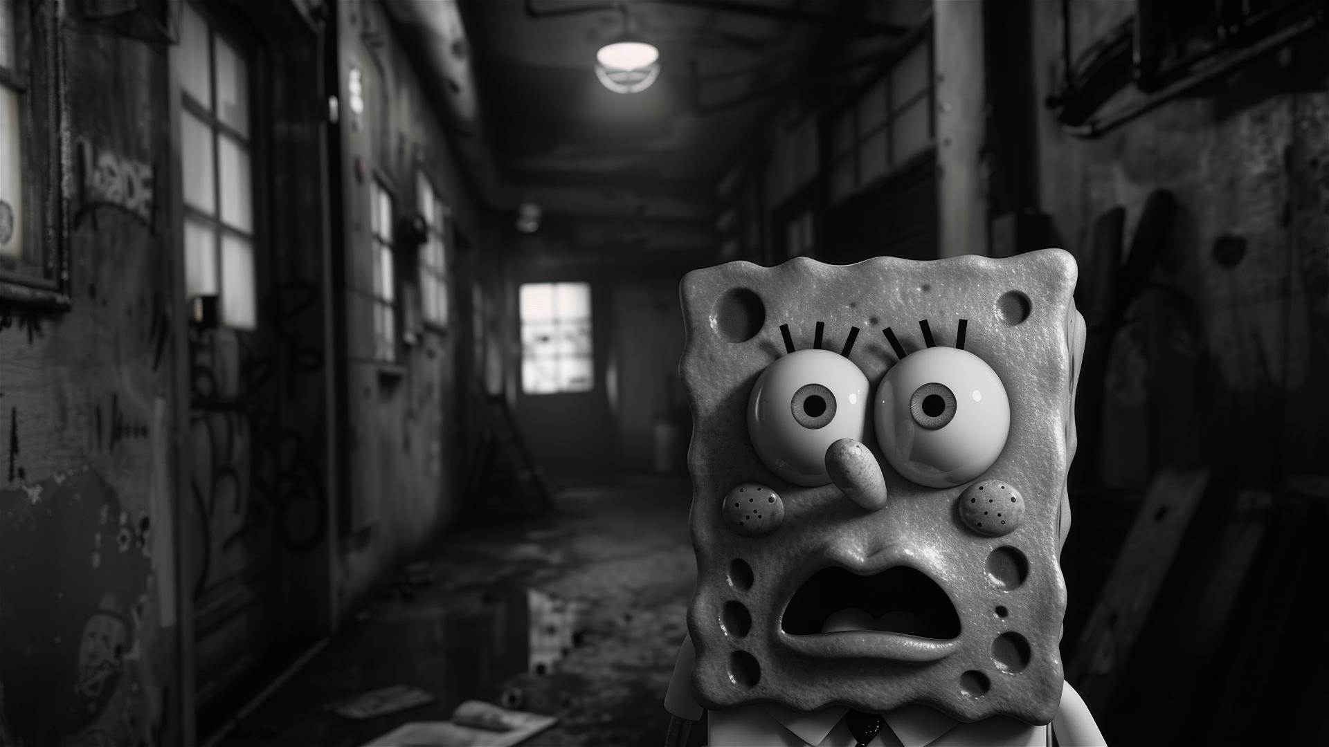 Spongebob in 1940s noir movie style
