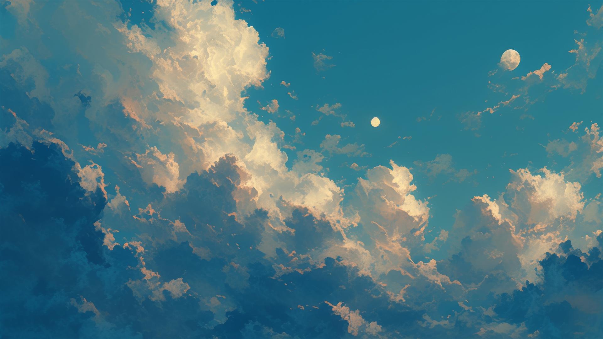 High-altitude clouds under gentle moonrise