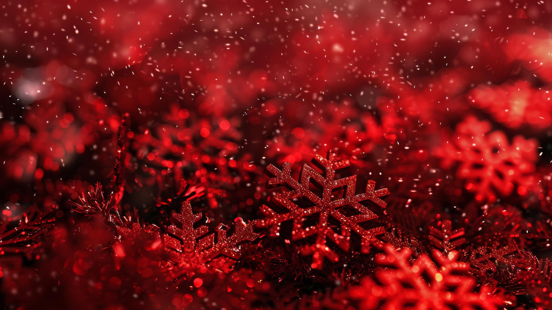 Christmas-themed background with predominant red colors in 4K resolution