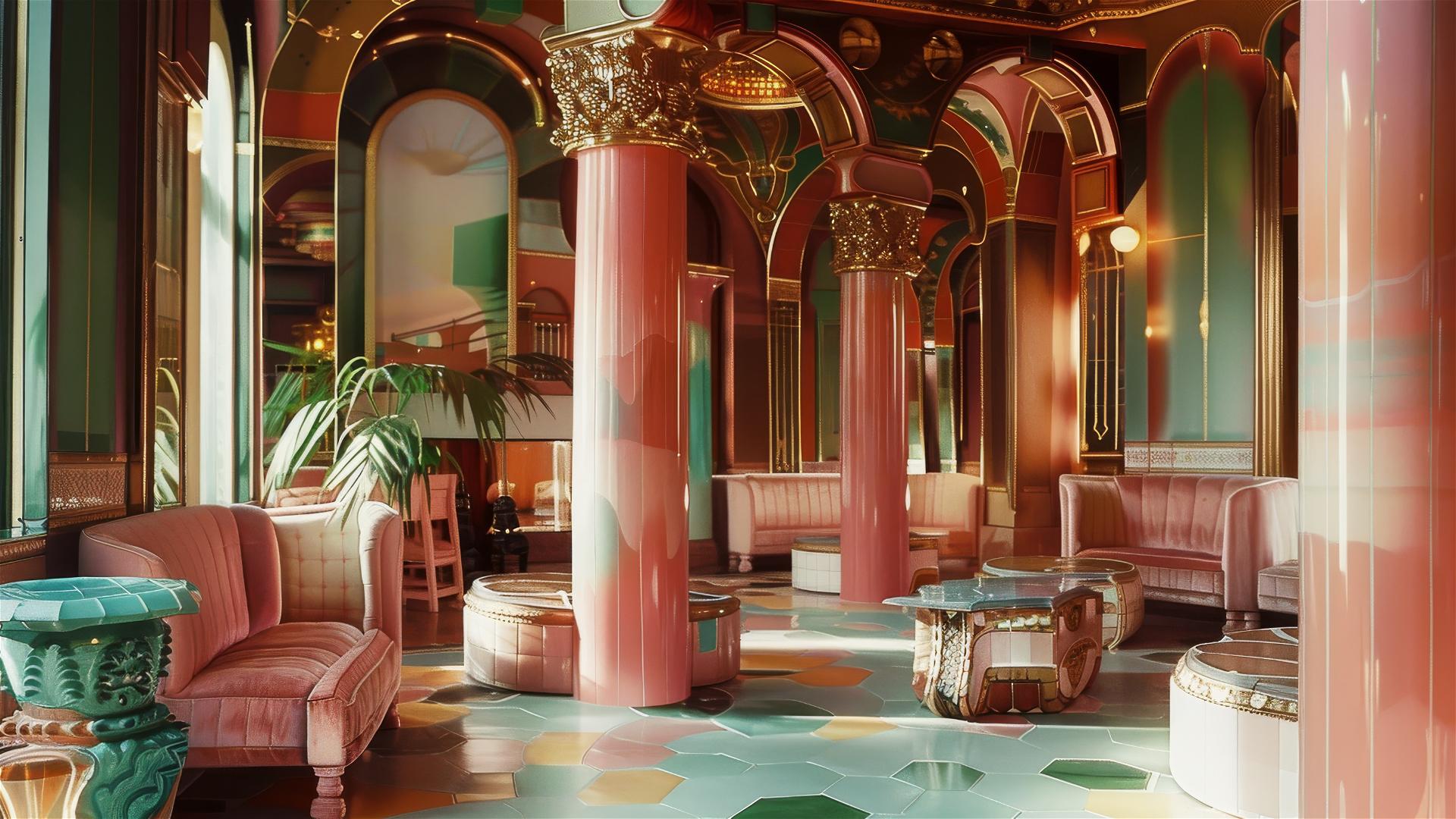 Vintage Kodak-style architectural photo with rich colors