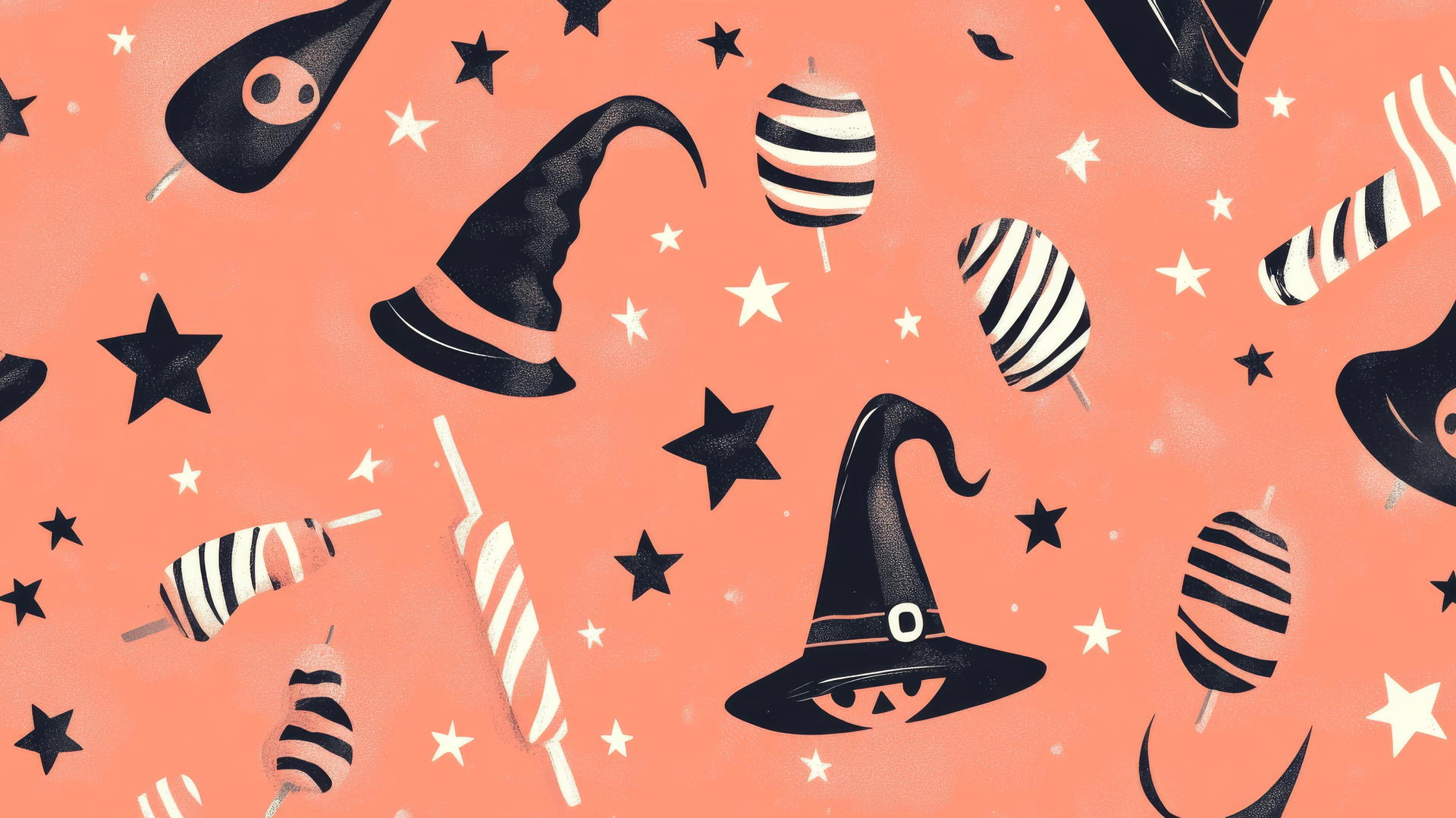 Preppy wallpaper Halloween with witches and candy canes