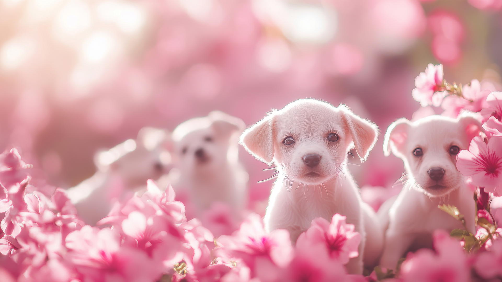 pink cute puppy wallpaper with puppies playing in a park