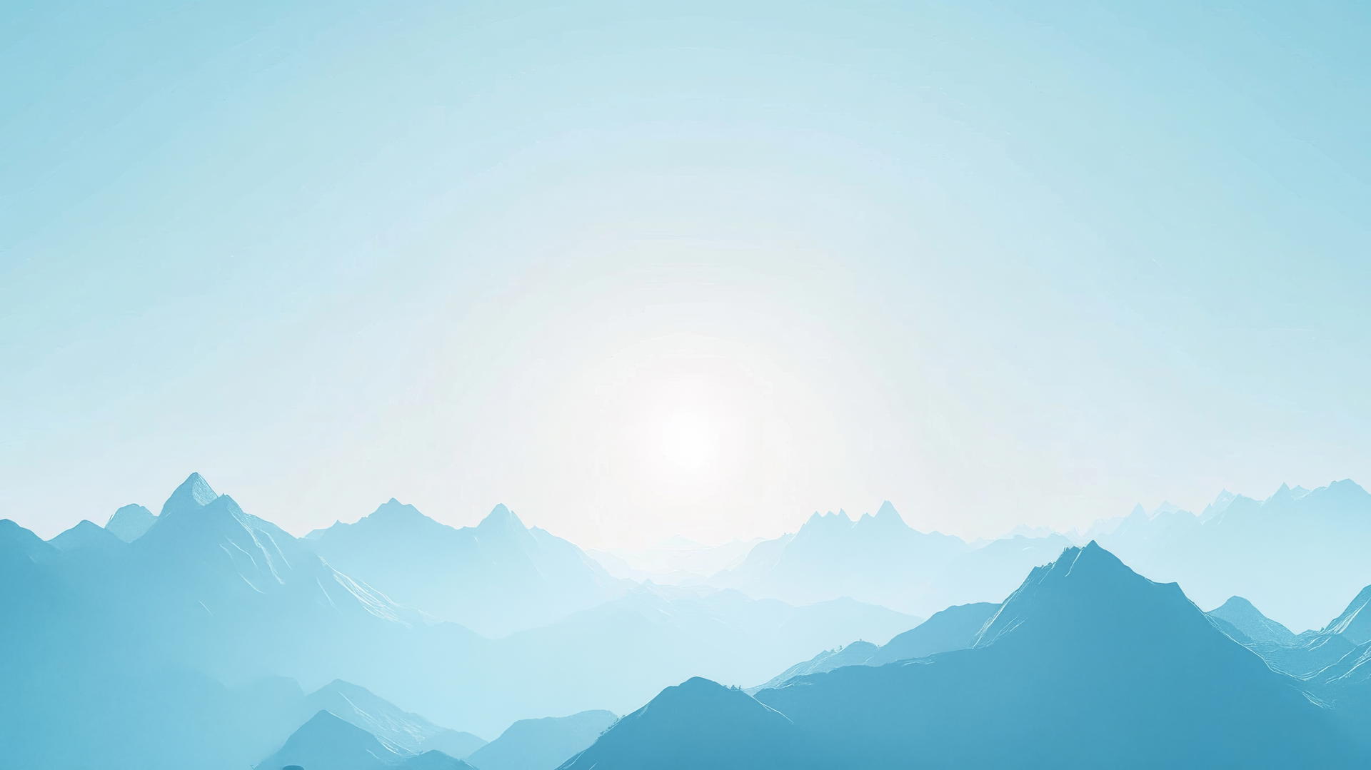 light blue wallpaper with minimalist mountain silhouettes and pale blue sky