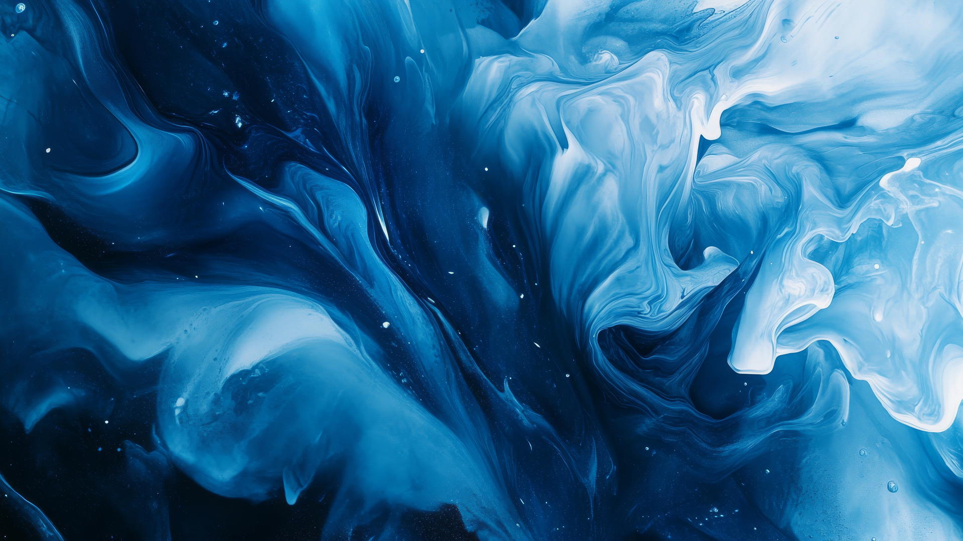 Blue wallpaper aesthetic with fluid ink art, abstract shapes, and soft gradients.
