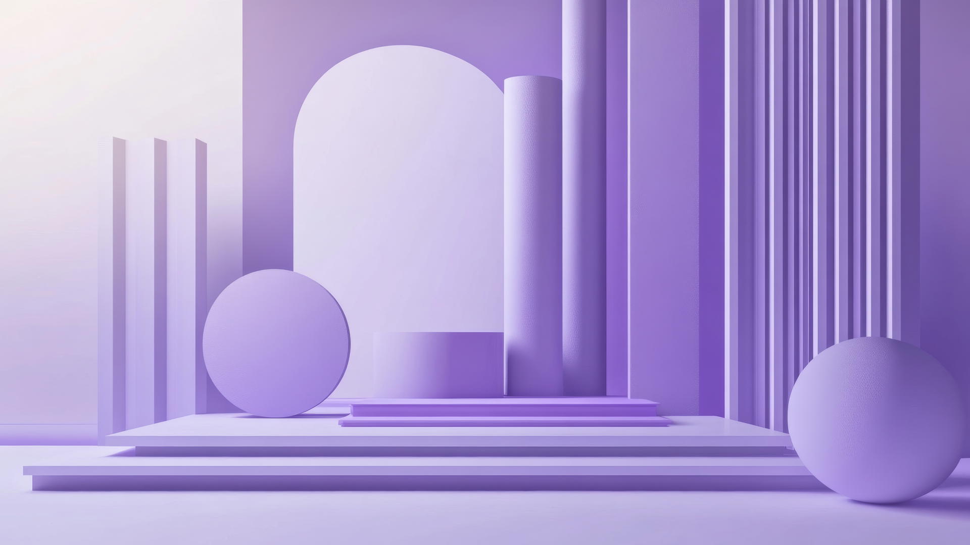 Aesthetic purple wallpaper with geometric shapes on a white background