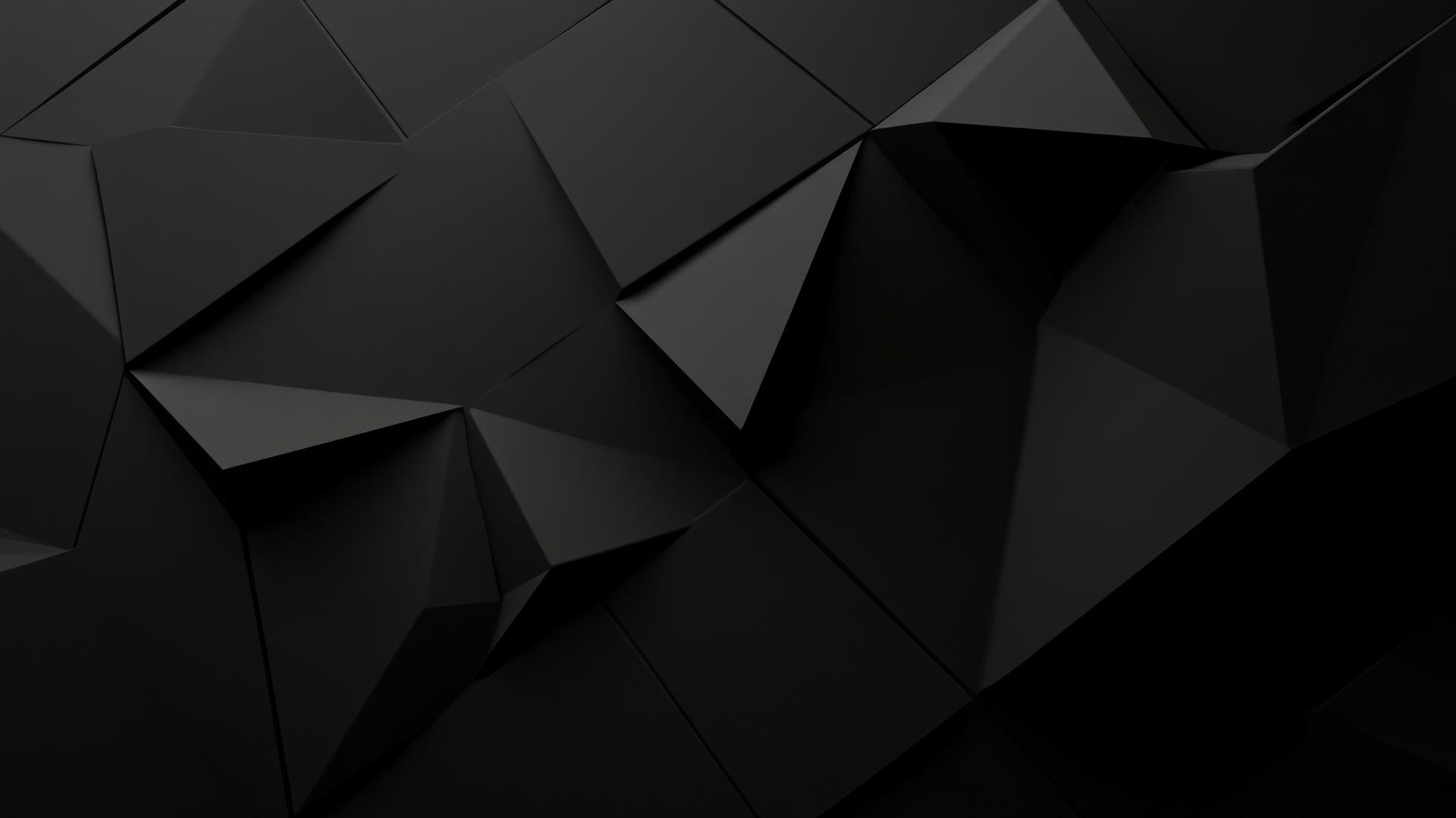Intersecting black triangles with one glowing on black background
