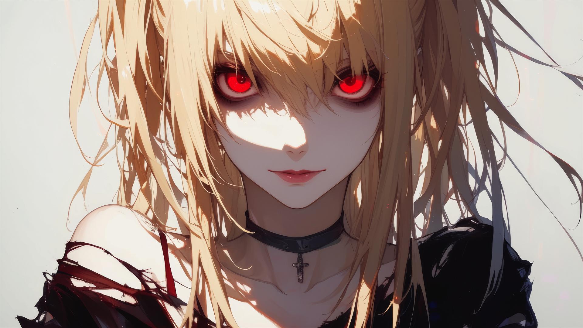Misa Amane from Death Note with red eyes
