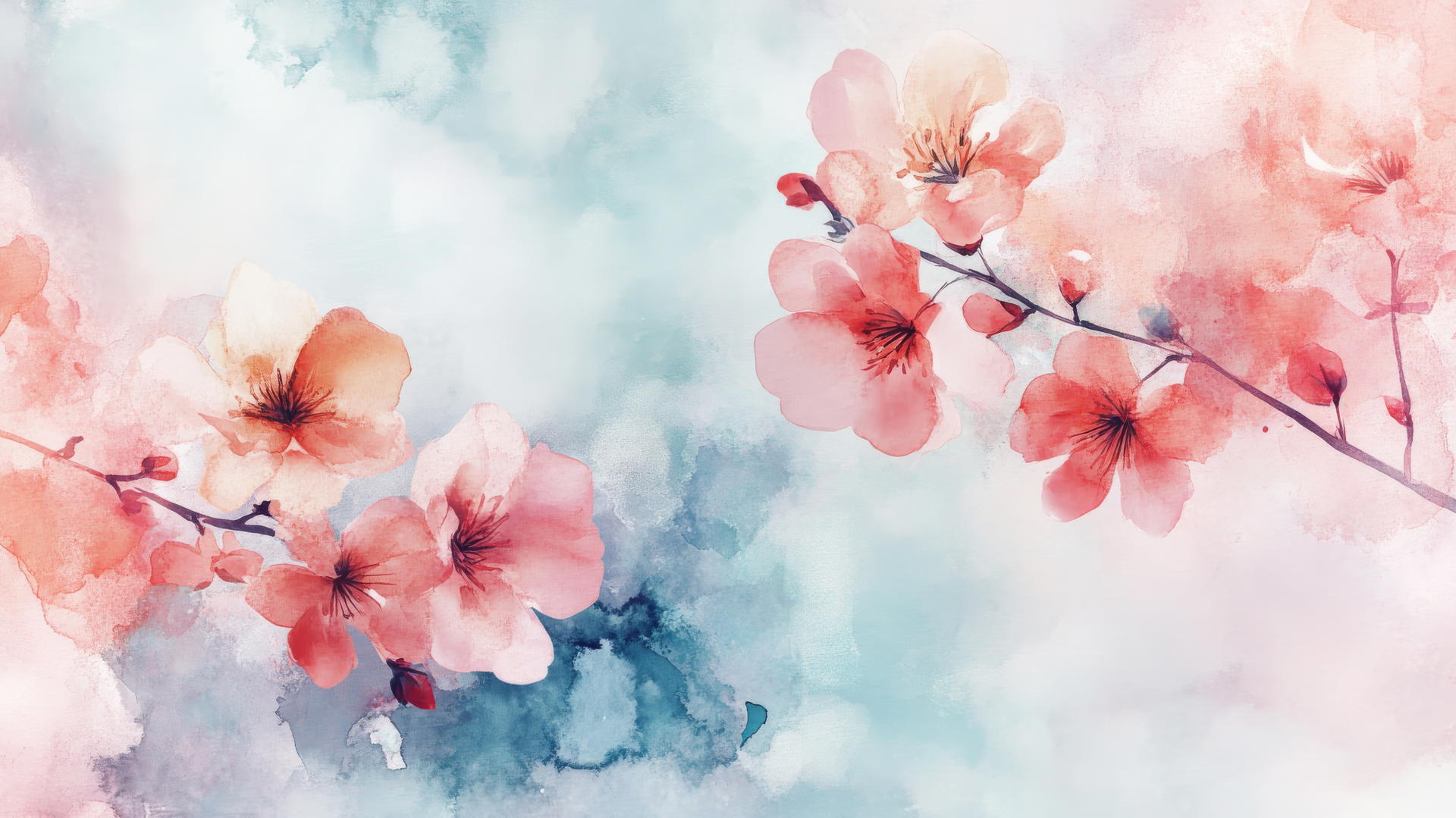 soothing watercolor spring background wallpaper with delicate floral elements