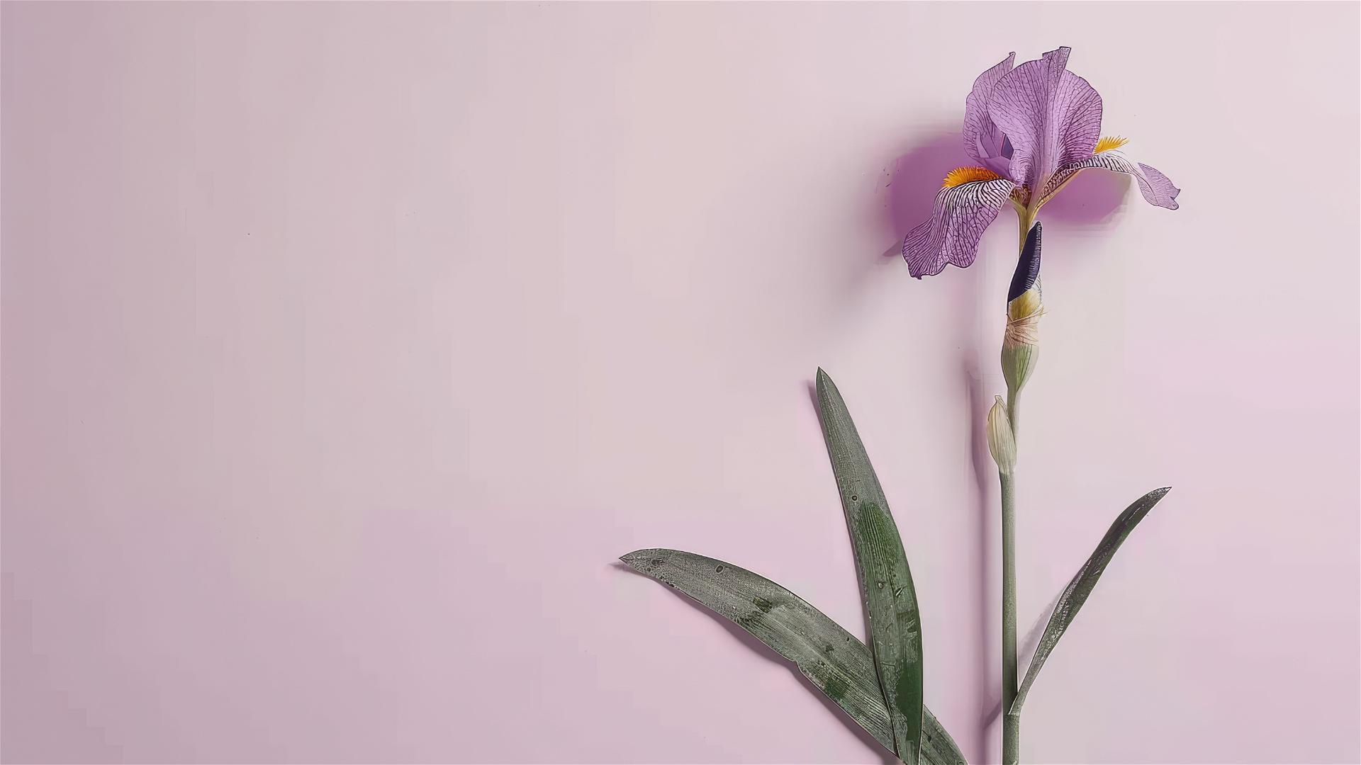 Abstract minimalist bearded iris in pastel watercolours