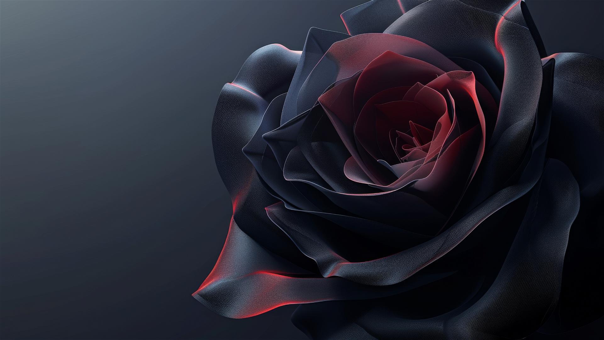 Black rose-colored flow shapes on a minimalistic background
