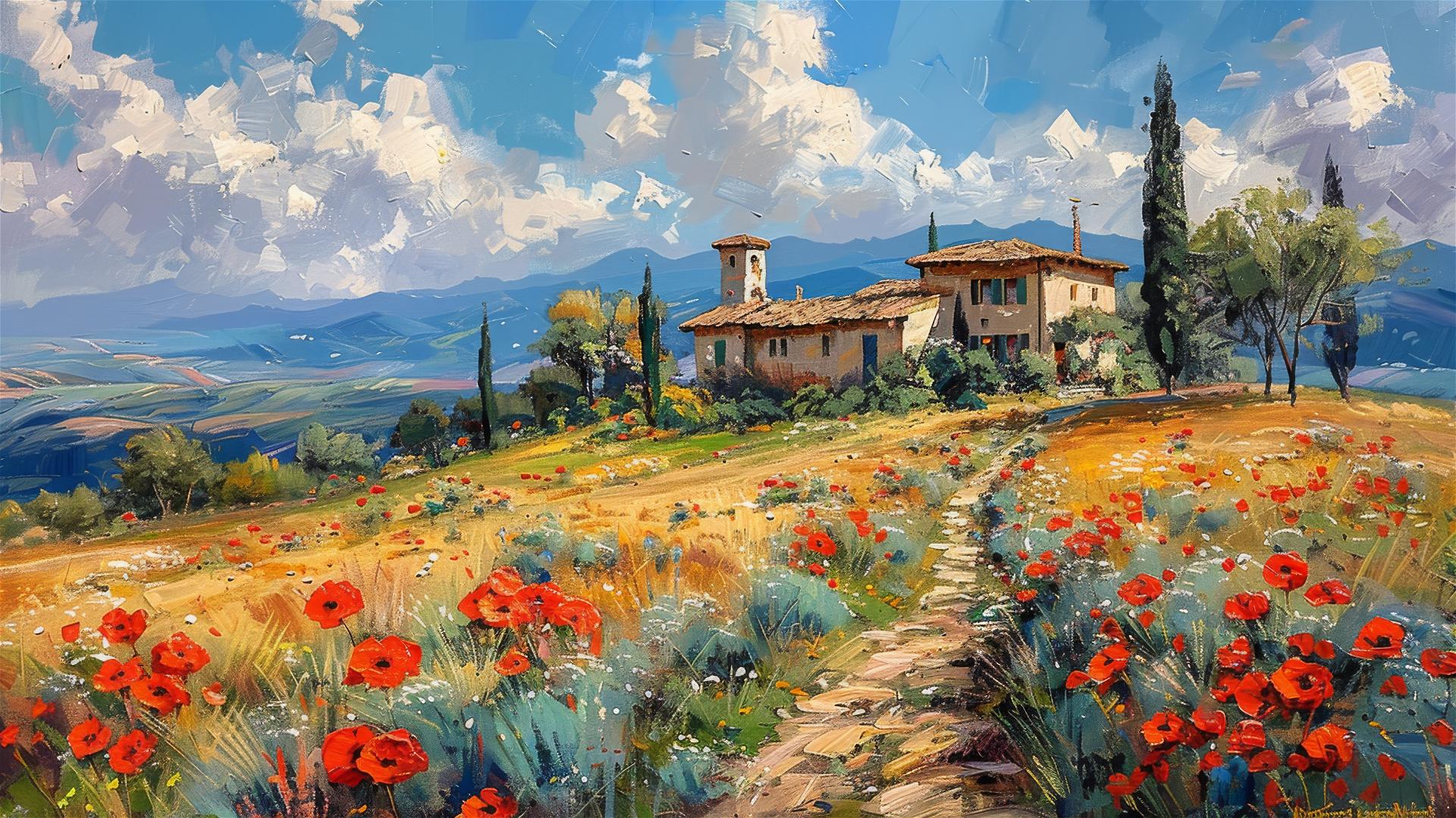 Impressionist view of Tuscany, Italy.