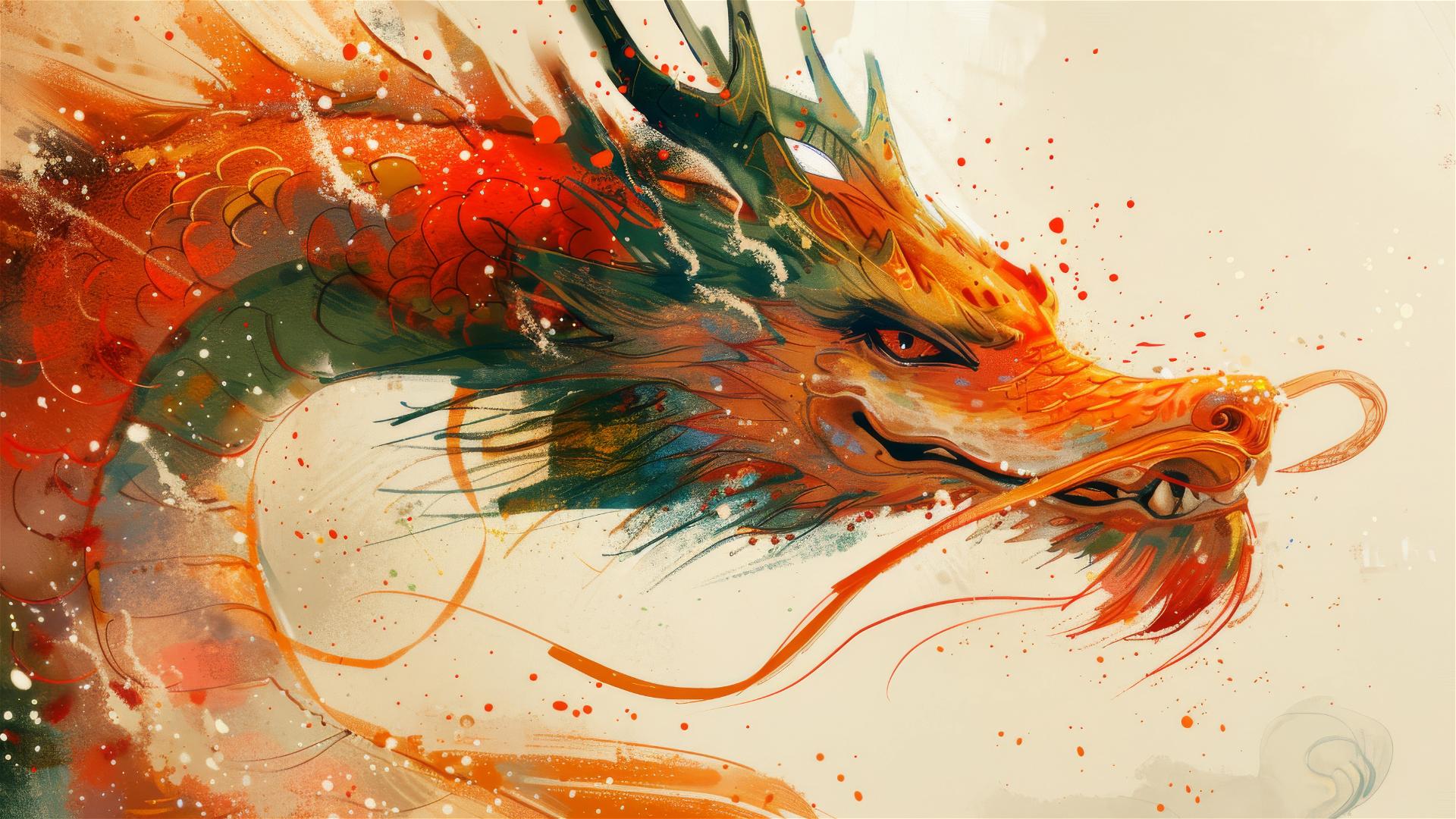 Hand-drawn Chinese dragon in simple children's illustration style.