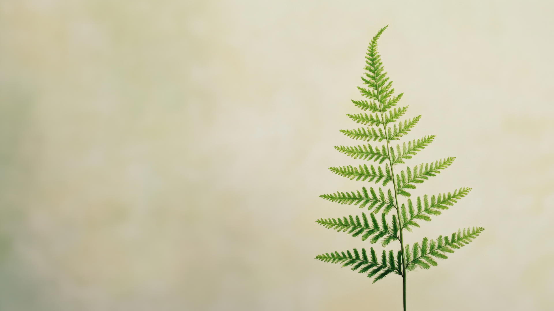 Nature aesthetic wallpaper with a single fern leaf on a neutral background