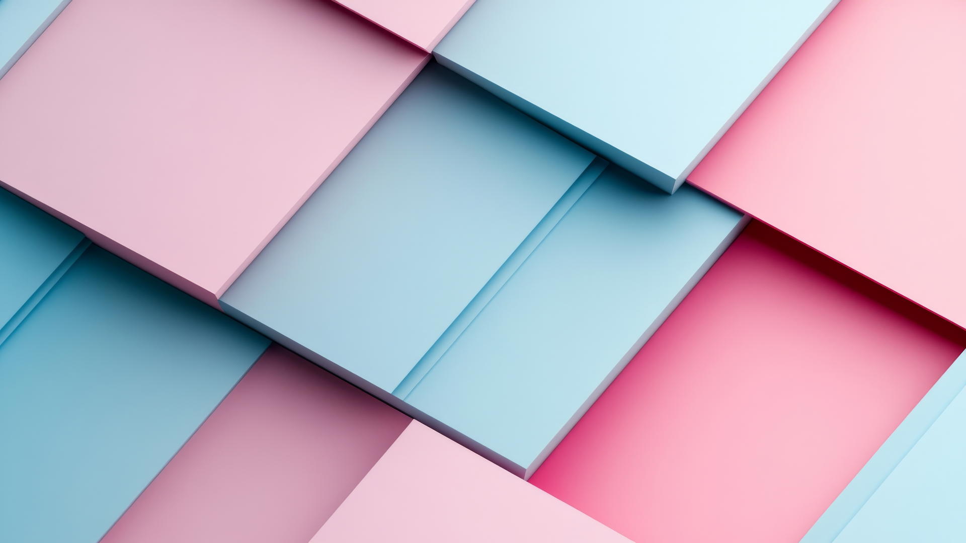 A pink and blue wallpaper with modern overlapping geometric shapes.