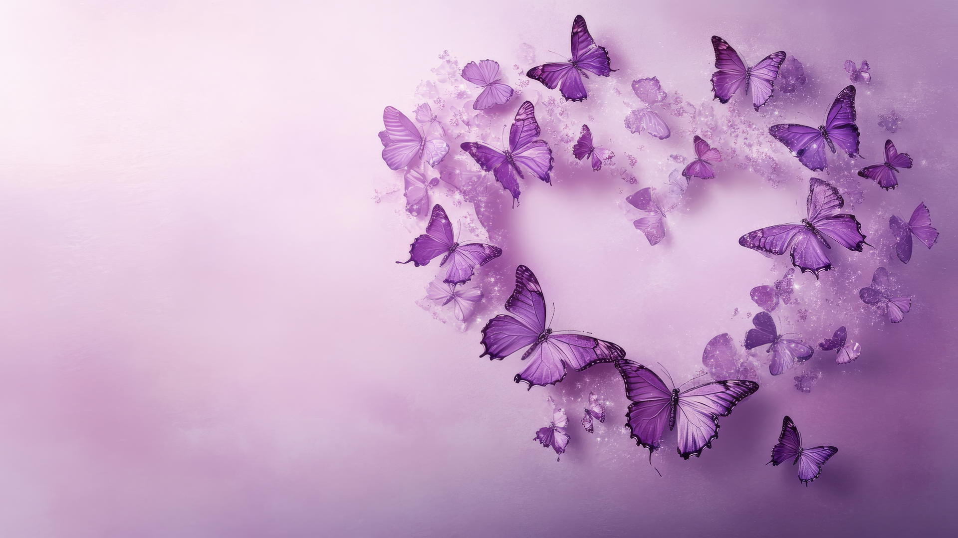 purple butterfly wallpaper with butterflies forming a heart on a lilac background