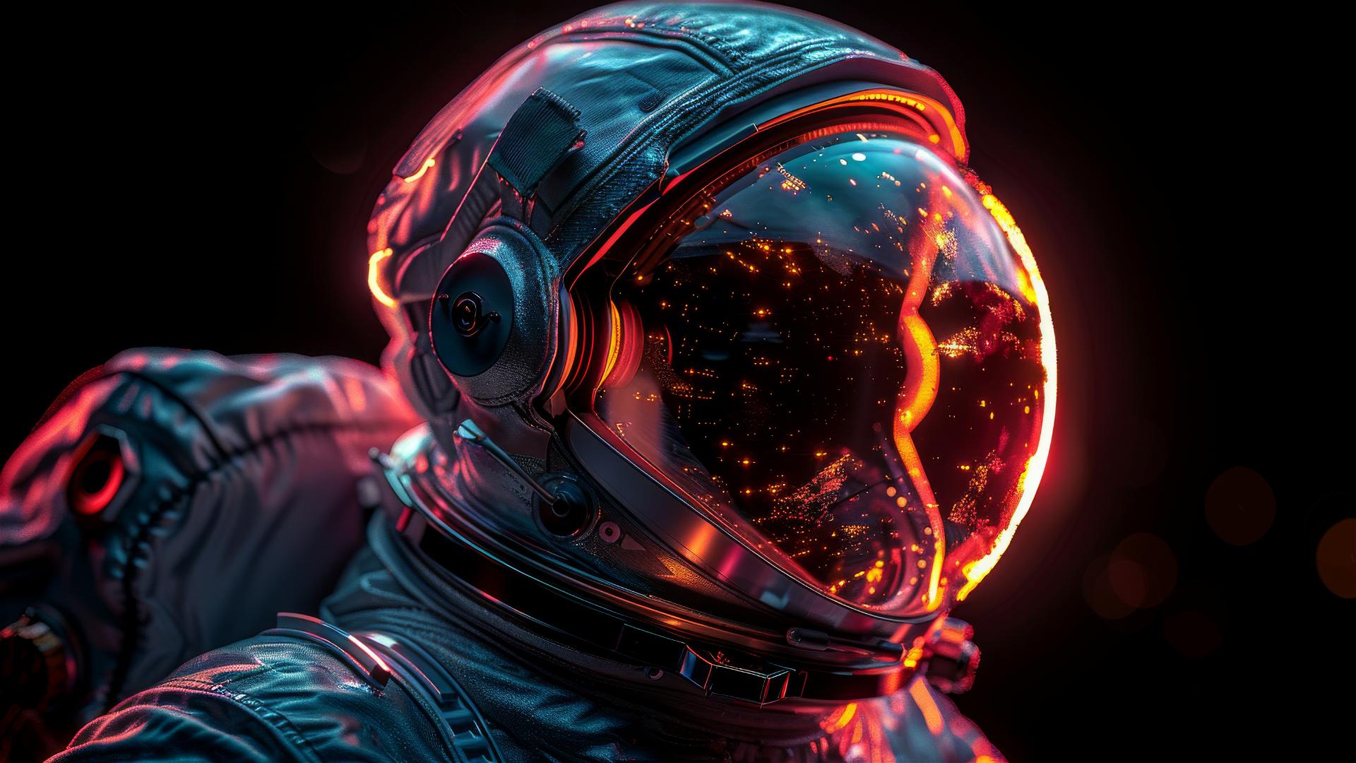 Hot pink astronaut with ultra-photorealistic gummy texture against dark background