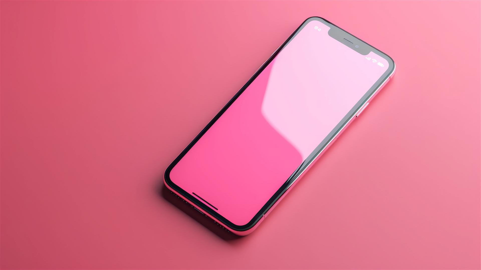 Vibrant pink wallpaper with iPhone theme