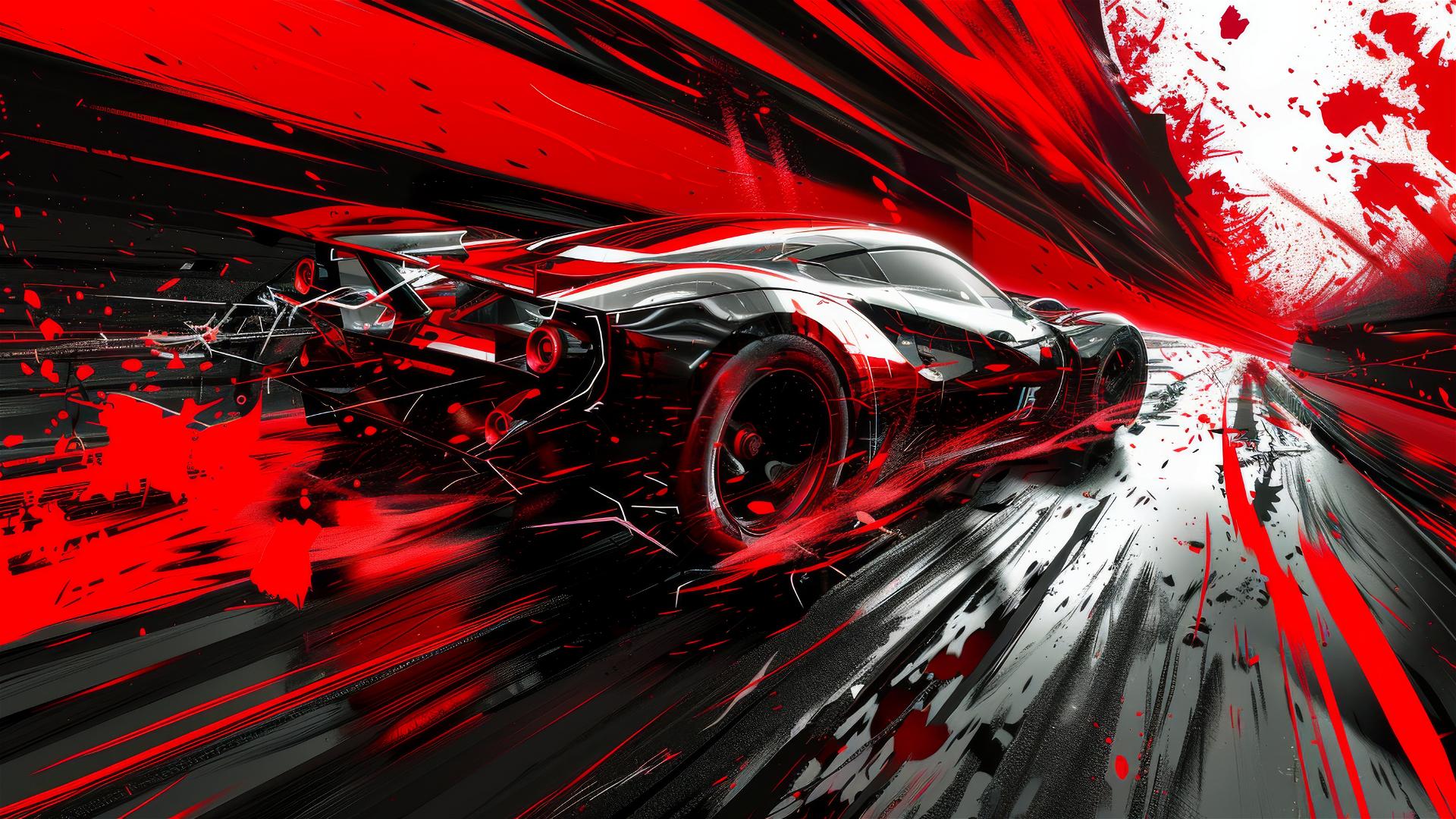 Neo-abstract concept art in light black and red, hyper-realistic
