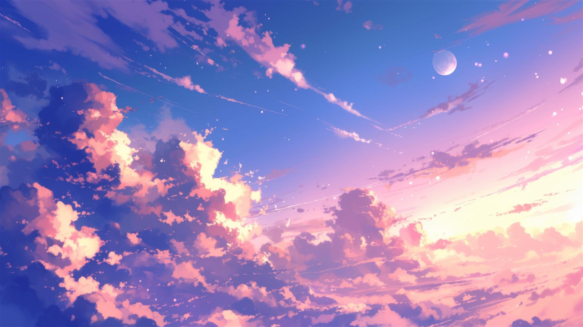 High-altitude clouds under gentle moonrise