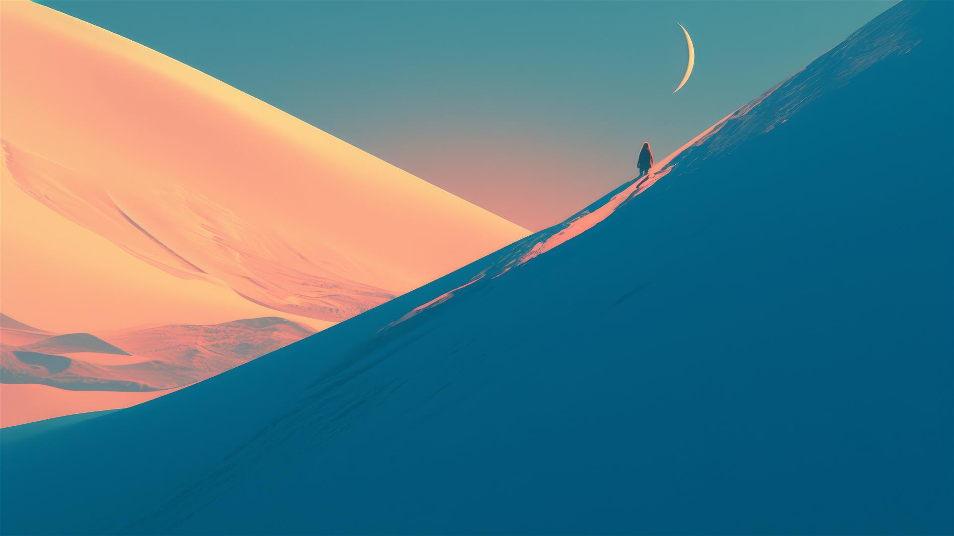 Northern Lights above desert dunes with pastel sky